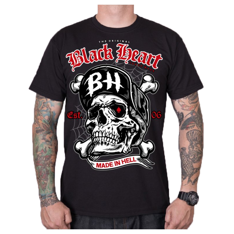 Moška majica Black Heart Skull Bones black razprodaja