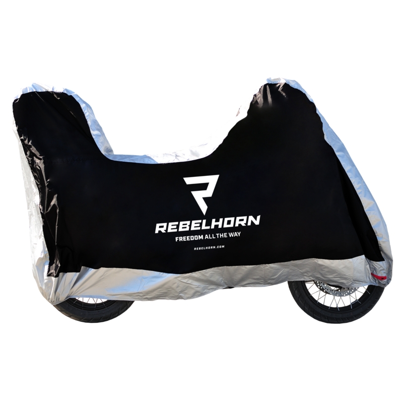 Prevleka za motor z etuijem Rebelhorn Cover II Top Box črno-srebrna