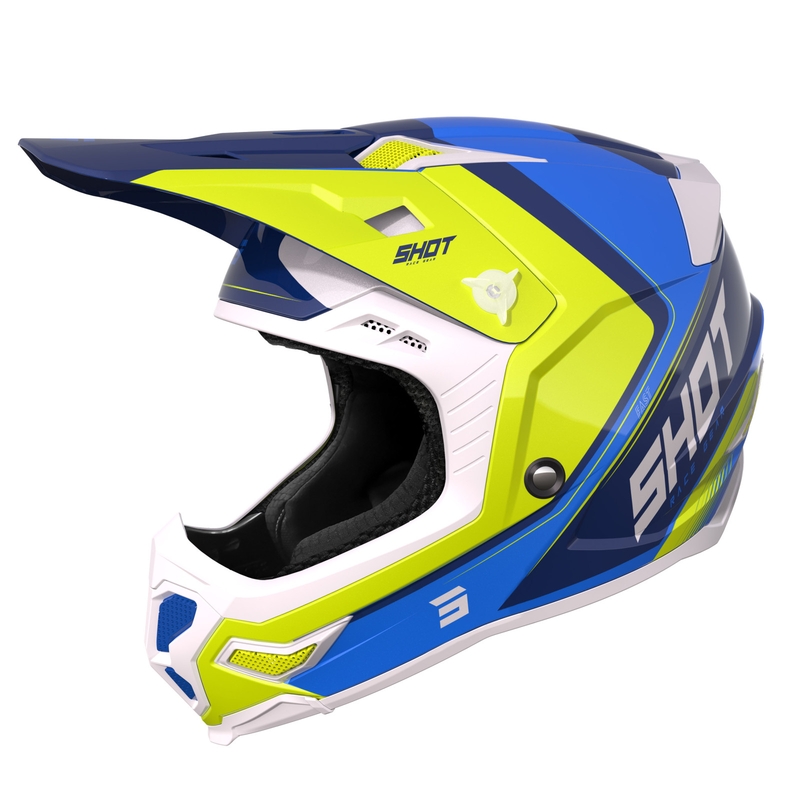 Motokros čelada Shot Core Fast blue-white-fluo yellow razprodaja