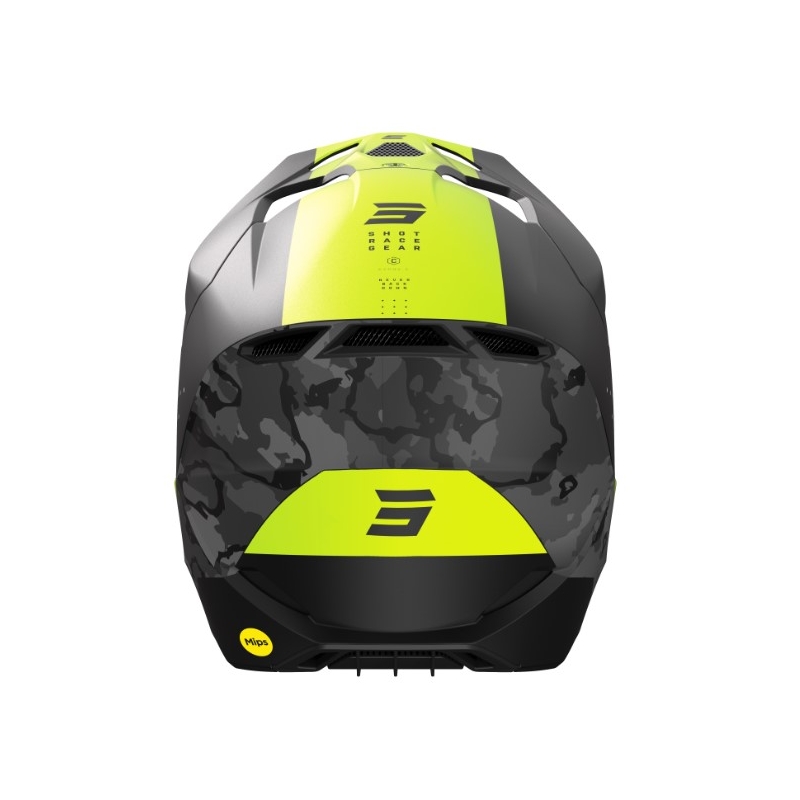 Motokros čelada Shot Race Camo črna-siva-fluo rumena razprodaja