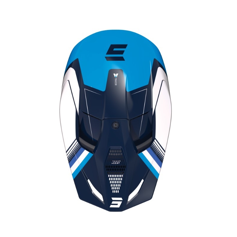 Motokros čelada Shot Race Tracer belo-modra razprodaja