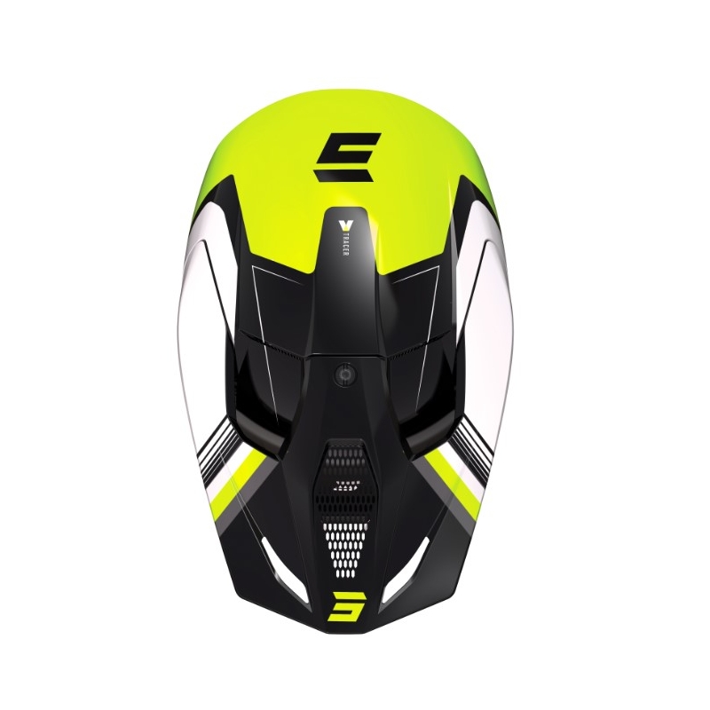 Motokros čelada Shot Race Tracer belo-črno-fluo rumena razprodaja