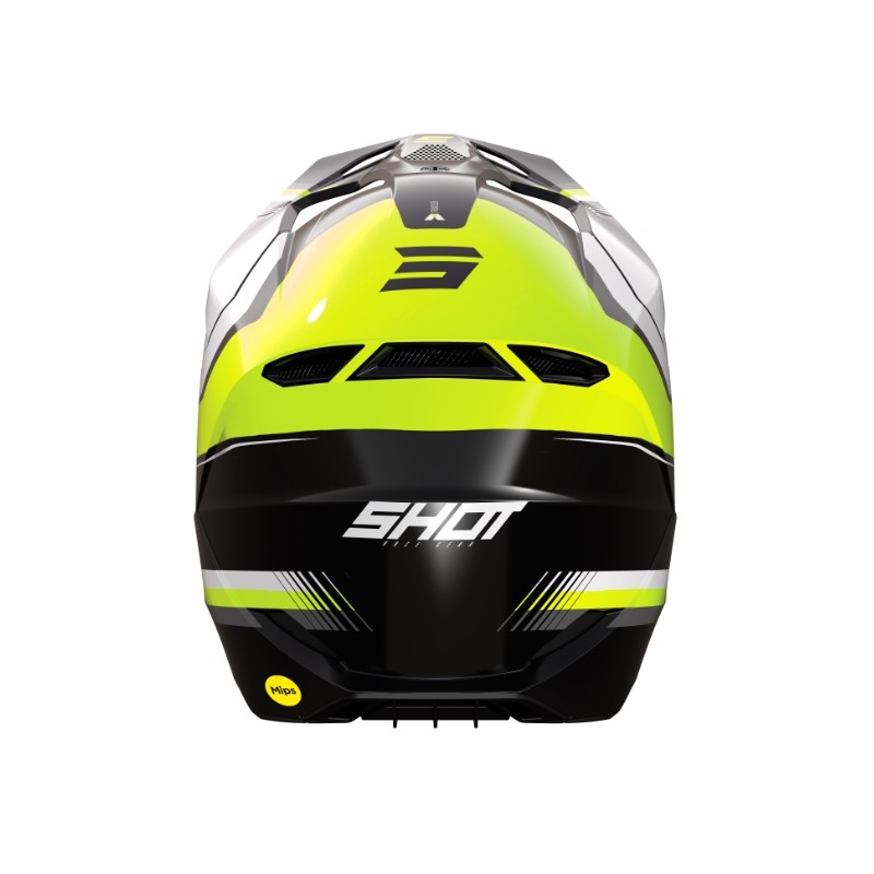 Motokros čelada Shot Race Tracer belo-črno-fluo rumena razprodaja