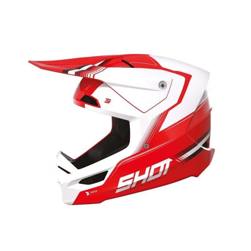 Motokros čelada Shot Race Tracer belo-rdeča