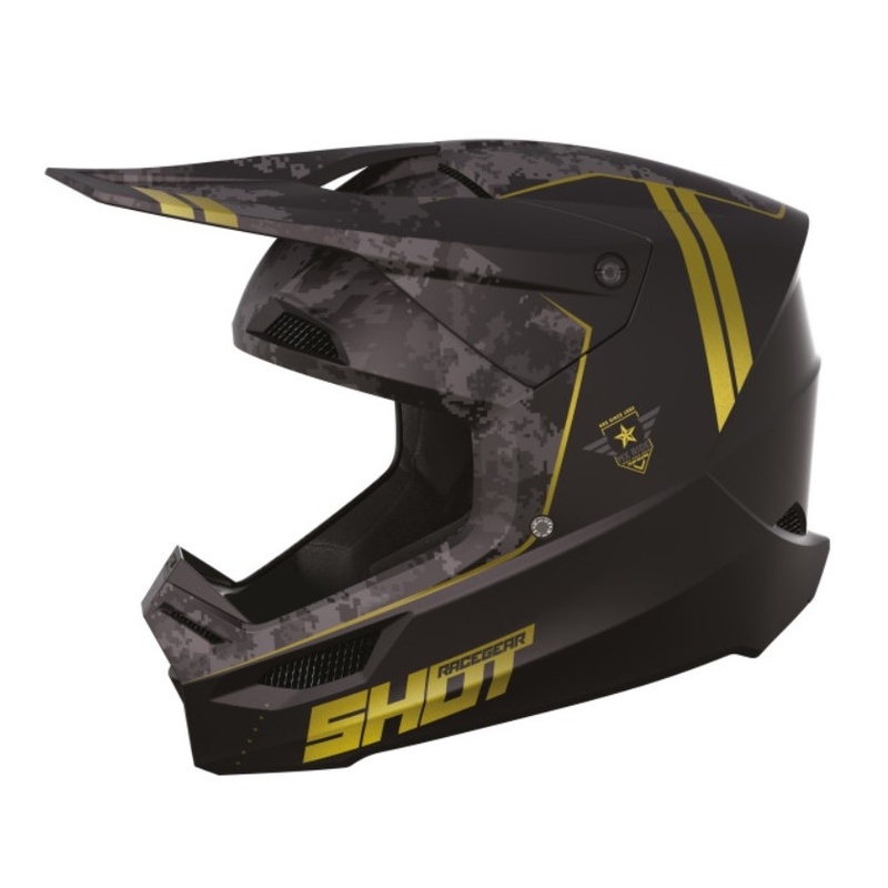 Motokros čelada Shot Furious Army black-grey-gold razprodaja