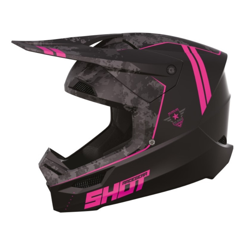 Motokros čelada Shot Furious Army black-grey-pink