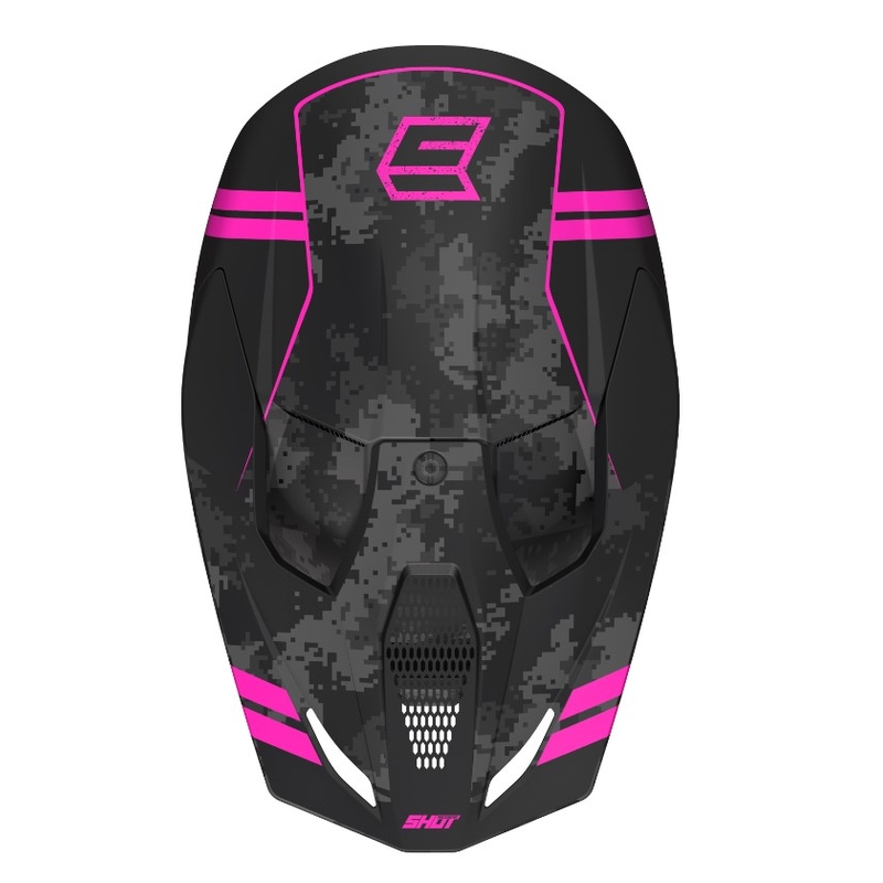 Motokros čelada Shot Furious Army black-grey-pink