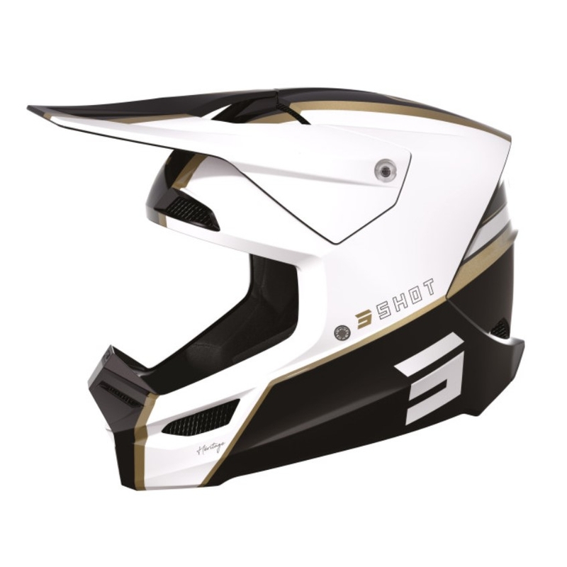 Motokros čelada Shot Furious Heritage black-gold-white razprodaja