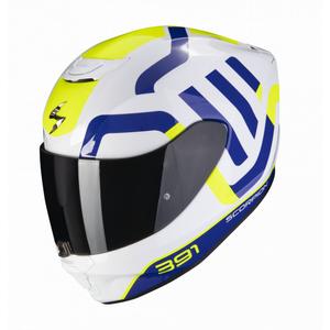 Integralna motoristična čelada Scorpion EXO-391 Arok belo-modro-neonsko-rumena