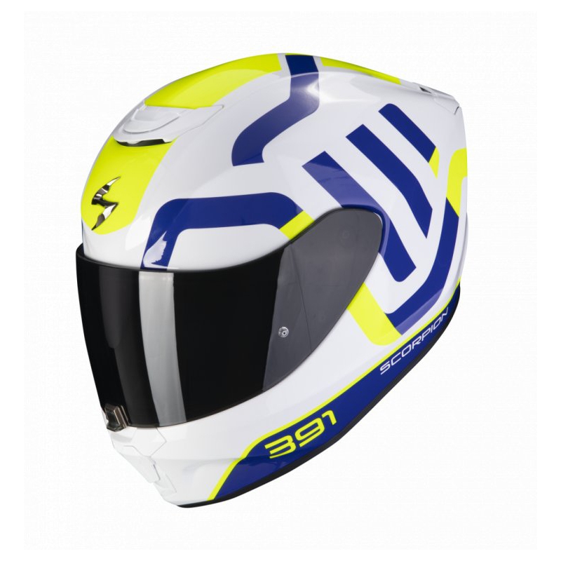 Integralna motoristična čelada Scorpion EXO-391 Arok belo-modro-neonsko-rumena