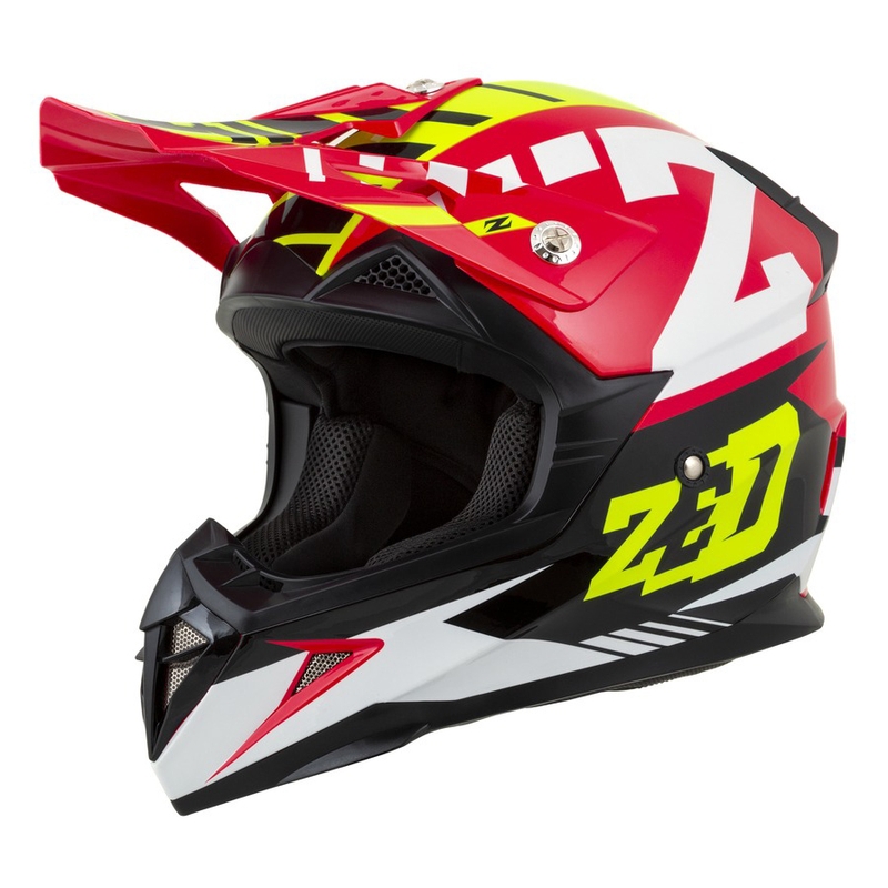 Motokros čelada ZED X1.9 rdeča-fluo rumena-črna-bela