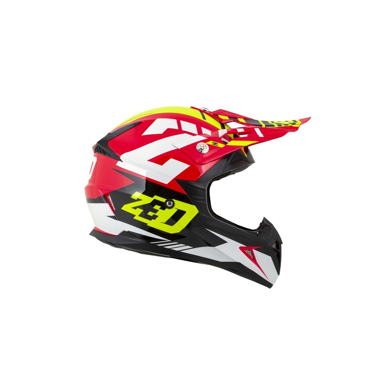 Otroška motokros čelada ZED X1.9D rdeča-fluo rumena-črna-bela