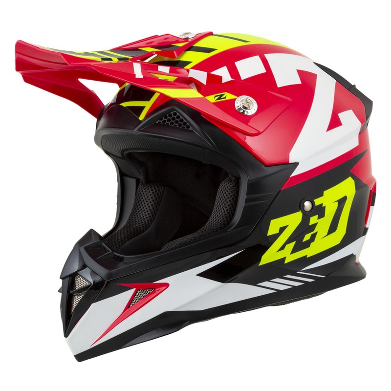 Otroška motokros čelada ZED X1.9D rdeča-fluo rumena-črna-bela