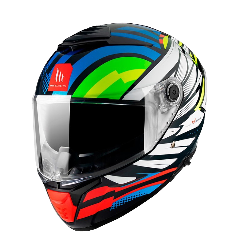 MT Thunder 4 SV Drax B7 črno-rdeče-zeleno-modro-bela integralna motoristična čelada