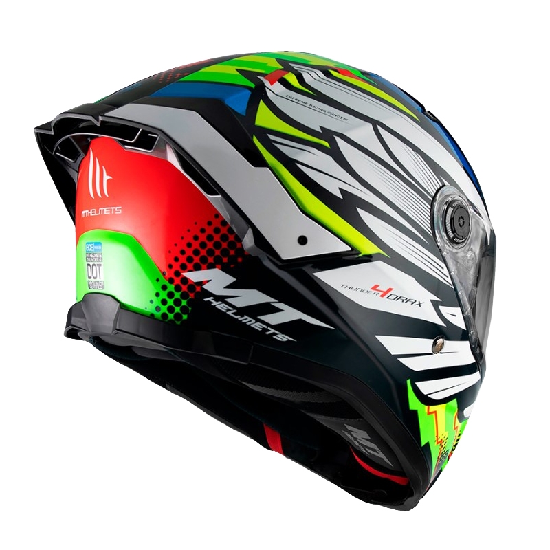 MT Thunder 4 SV Drax B7 črno-rdeče-zeleno-modro-bela integralna motoristična čelada