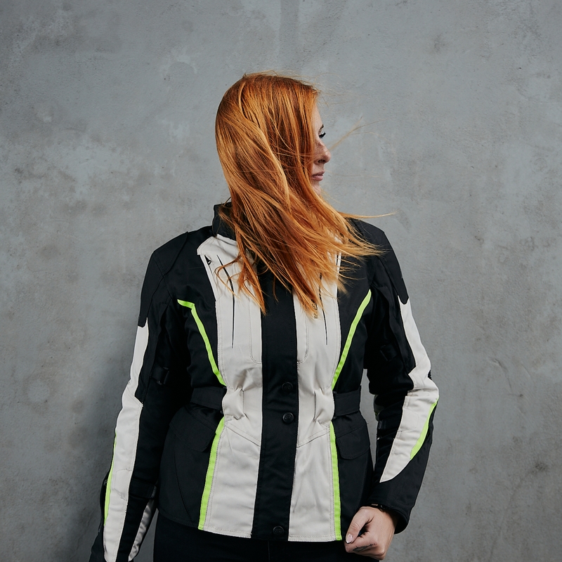 Ženska motoristična jakna Ozone Sahara Black-Grey-Fluo Yellow razprodaja