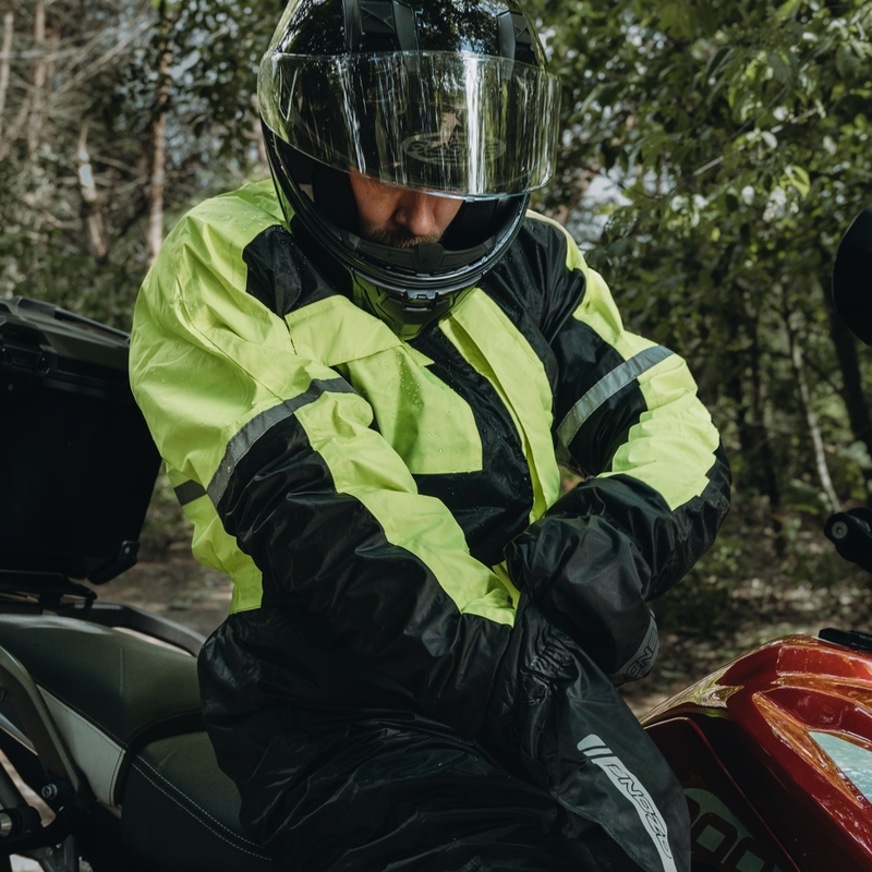 Ozone OZ-141 črno-fluo rumena dežna obleka