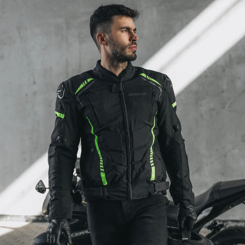 Ozone Pulse črno-fluo rumena motoristična jakna