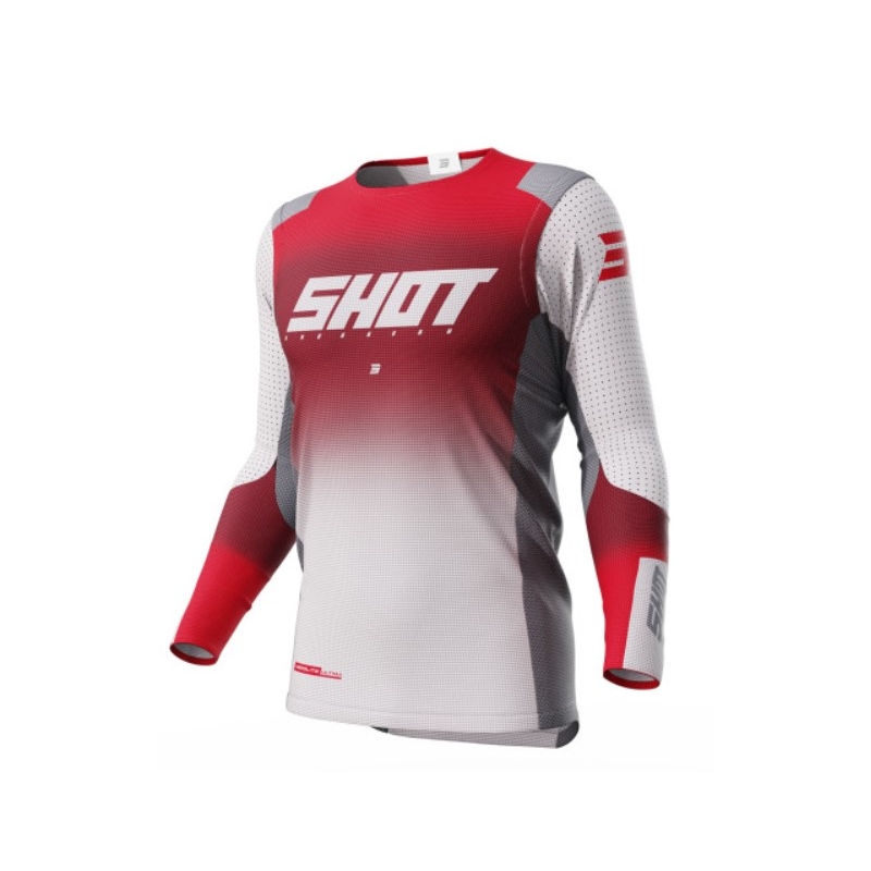 Motokros majica Shot Aerolite Ultima sivo-belo-rdeča