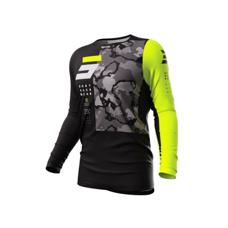 Motokros majica Shot Contact Camo 2.0 black-fluo yellow razprodaja
