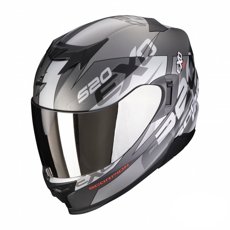 Integralna motoristična čelada Scorpion EXO-520 EVO Air Cover srebrno-rdeča mat