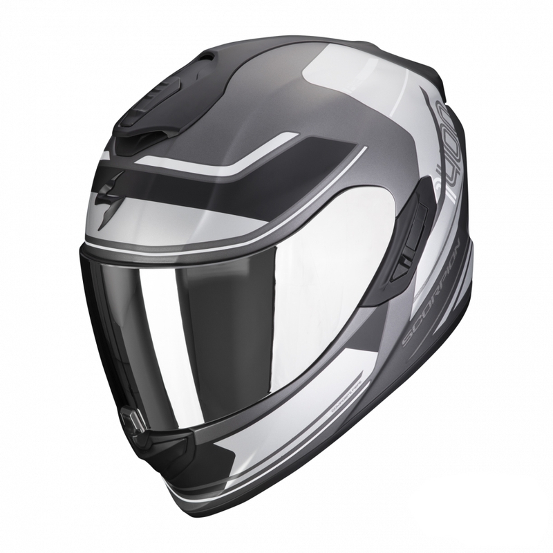 Integralna motoristična čelada Scorpion EXO-1400 EVO Air Vittoria srebrna in bela mat