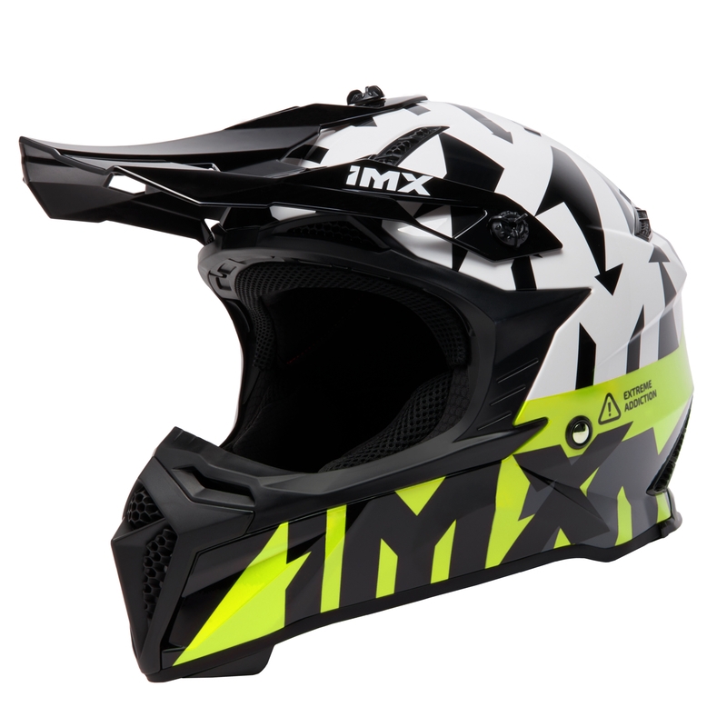 Motokros čelada iMX FMX-02 črno-bela-fluo rumena