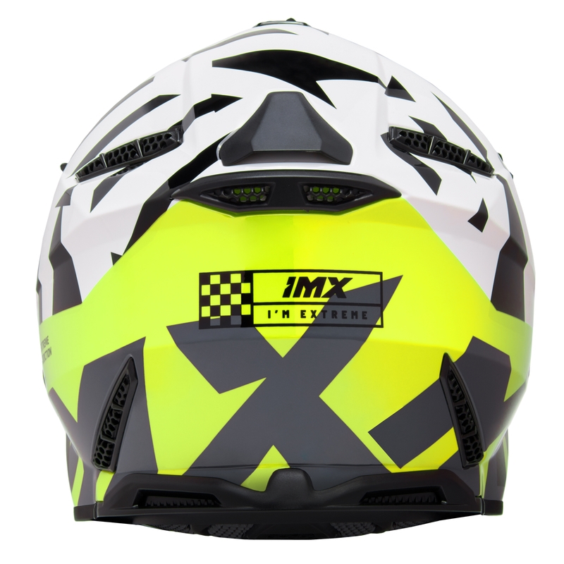 Motokros čelada iMX FMX-02 črno-bela-fluo rumena