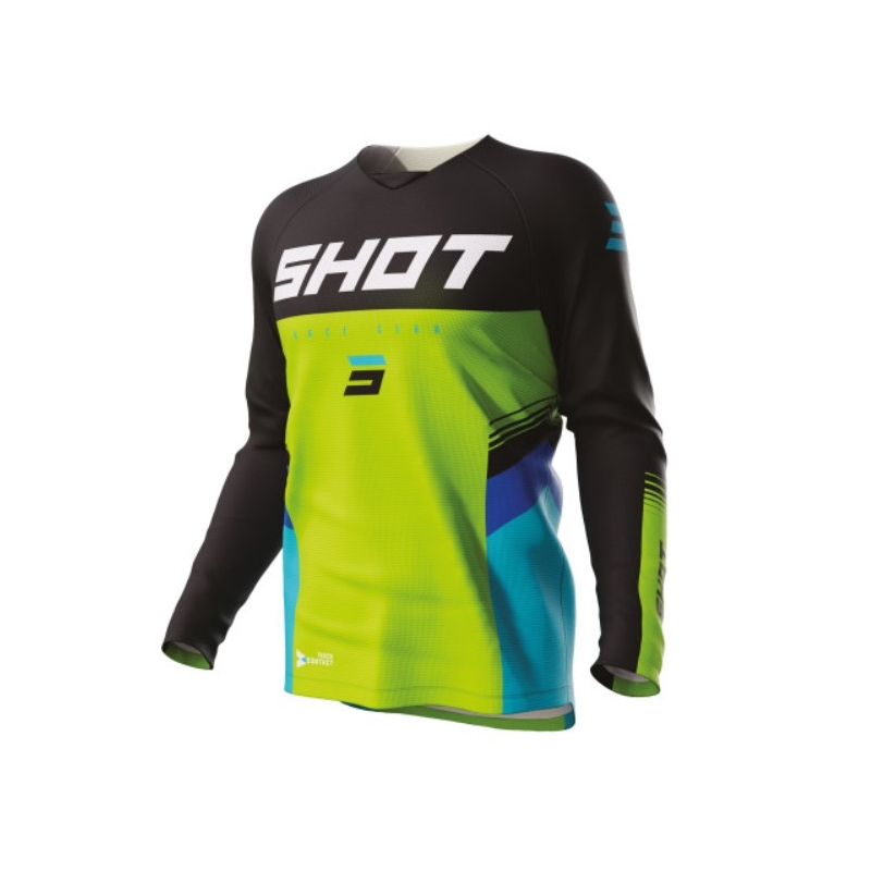 Otroška majica za motokros Shot Raw Kid Tracer black-blue-green