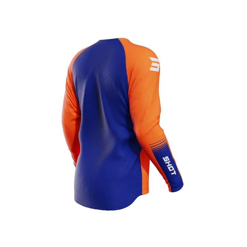 Otroška majica za motokros Shot Raw Kid Tracer white-blue-fluo orange