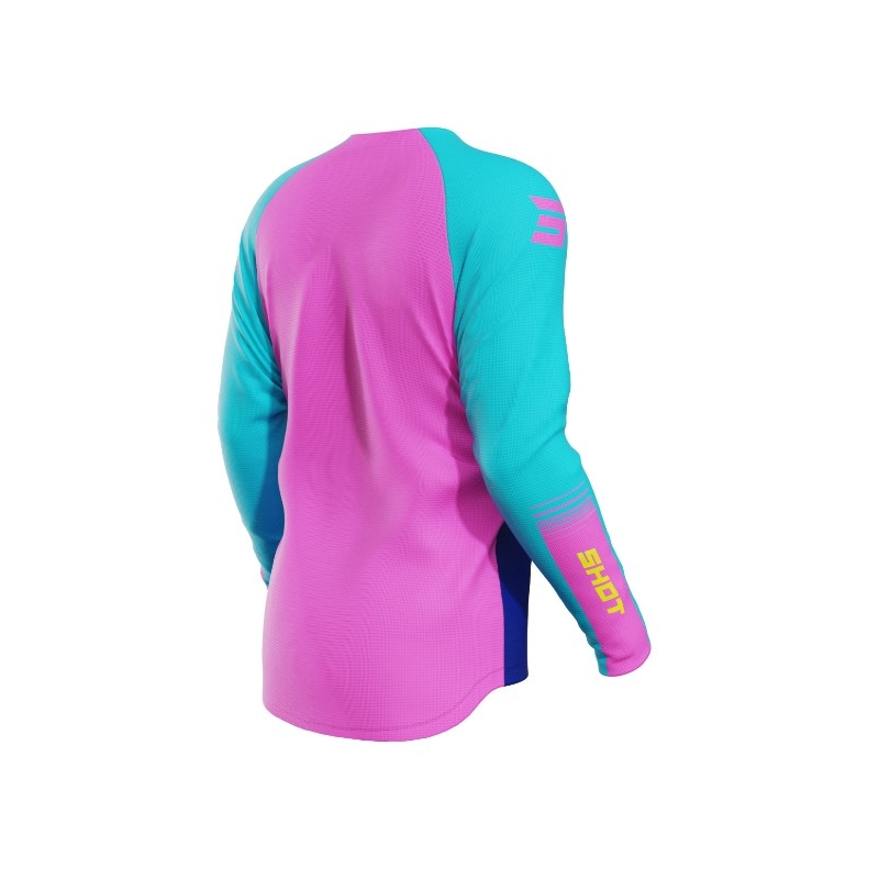 Otroška majica za motokros Shot Raw Kid Tracer turquoise-yellow-pink