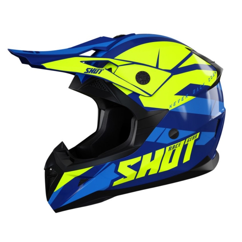 Otroška motokros čelada Shot Pulse Kid Revenge Blue-Fluo Yellow razprodaja