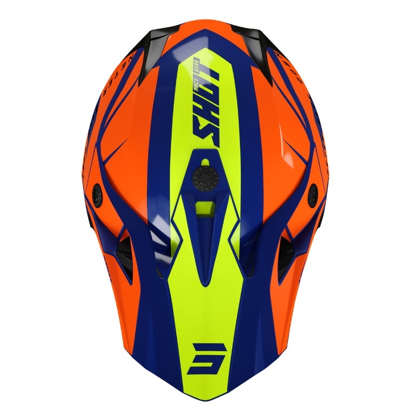 Otroška motokros čelada Shot Pulse Kid Revenge oranžna-modra-fluo rumena