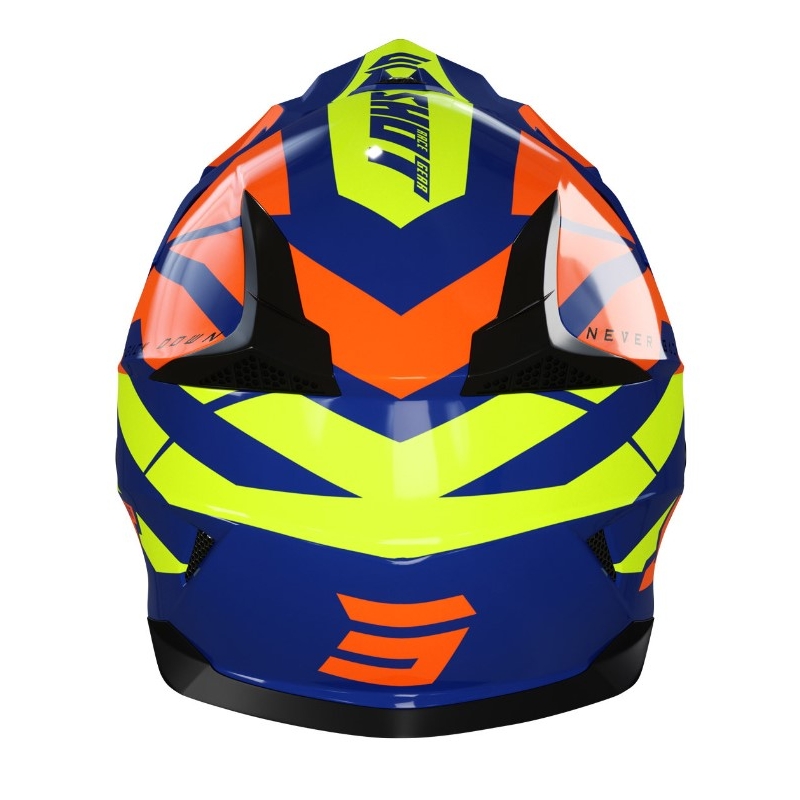 Otroška motokros čelada Shot Pulse Kid Revenge oranžna-modra-fluo rumena