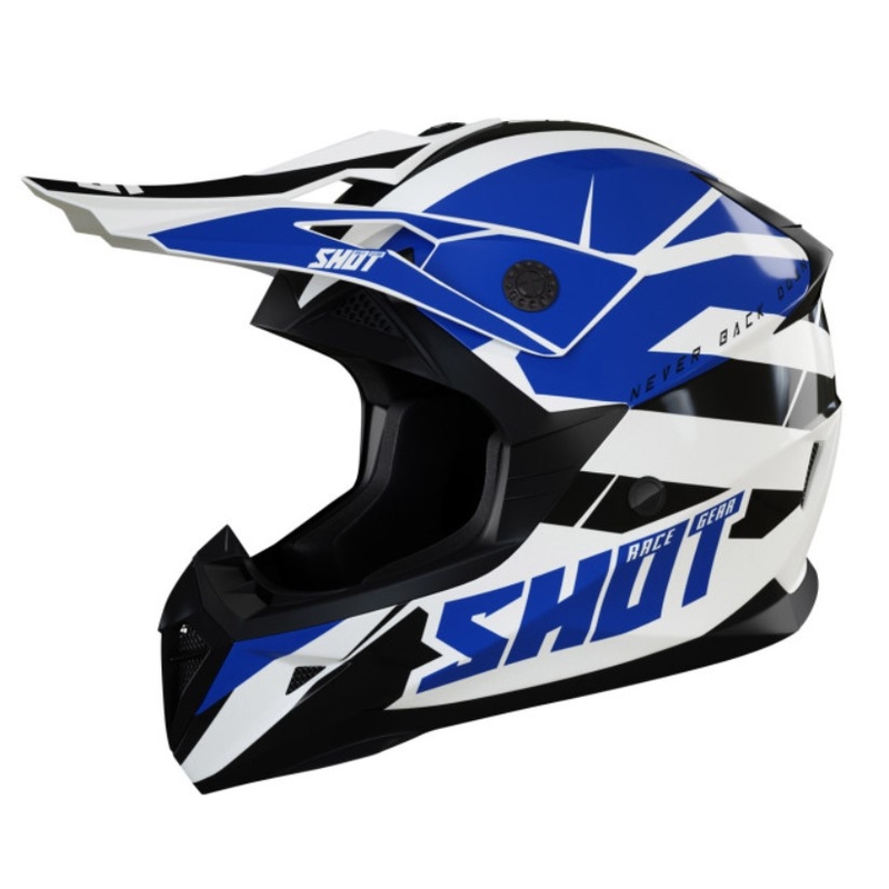 Otroška motokros čelada Shot Pulse Kid Revenge Black-Blue-White razprodaja