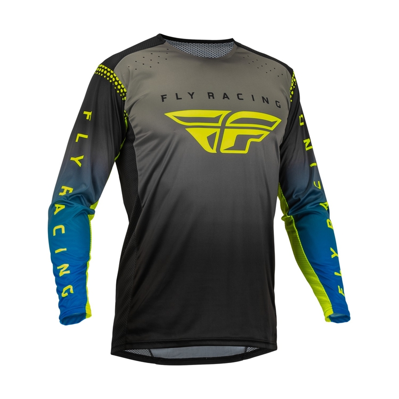 Motokros majica FLY Racing Lite 2023 sivo-modra hi-vis razprodaja