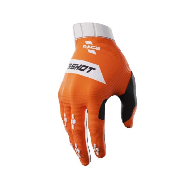 Motokros rokavice Shot Race belo-oranžne