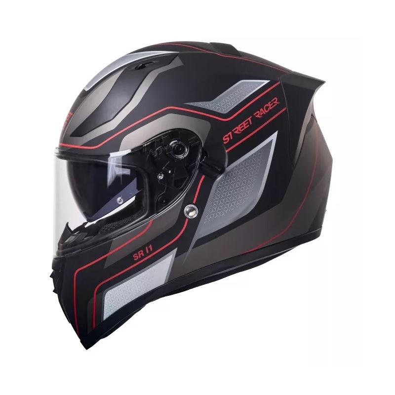 Motoristična čelada Street Racer SR I1 black-grey-red - kakovost II