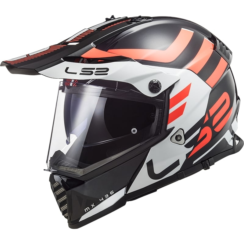 Enduro čelada LS2 MX436 Pioneer EVO Adventurer črno-bela-oranžna