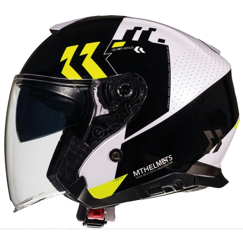 Odprta motoristična čelada MT Thunder 3 SV Venus črno-bela-fluo rumena - razred II