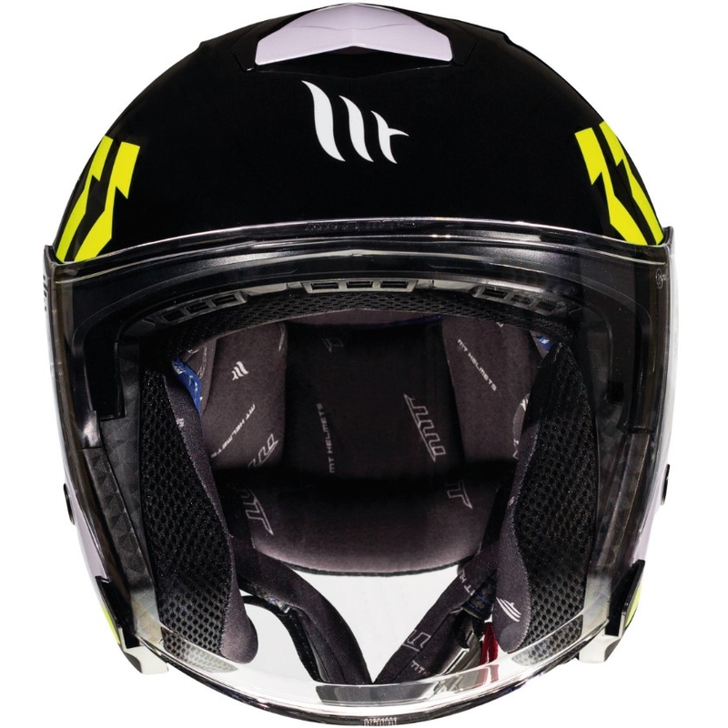 Odprta motoristična čelada MT Thunder 3 SV Venus črno-bela-fluo rumena - razred II
