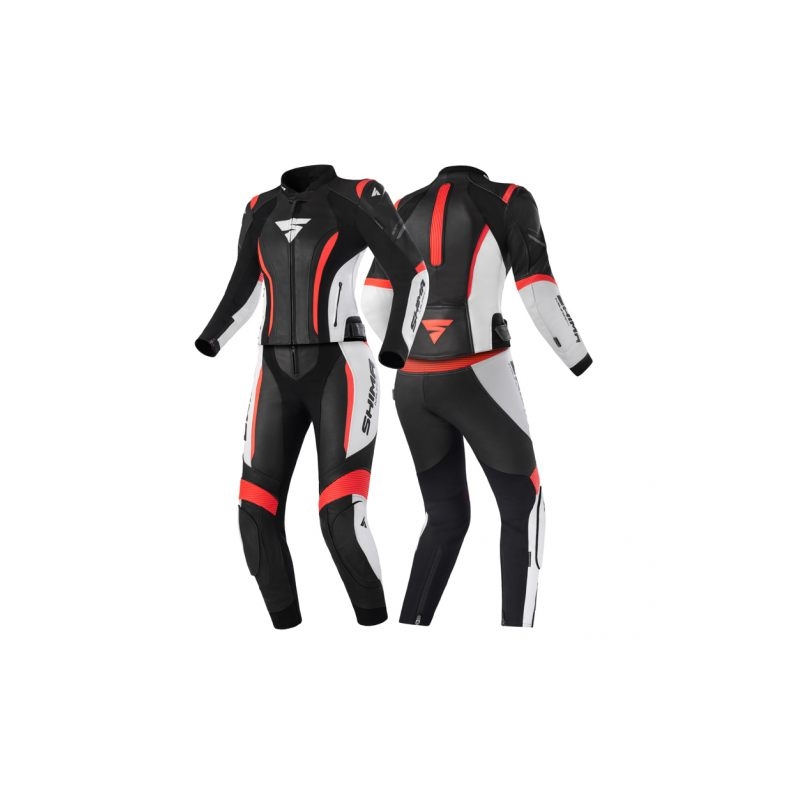 Ženski motoristični kombinezon Shima Miura 2.0 črno-belo-fluo rdeč