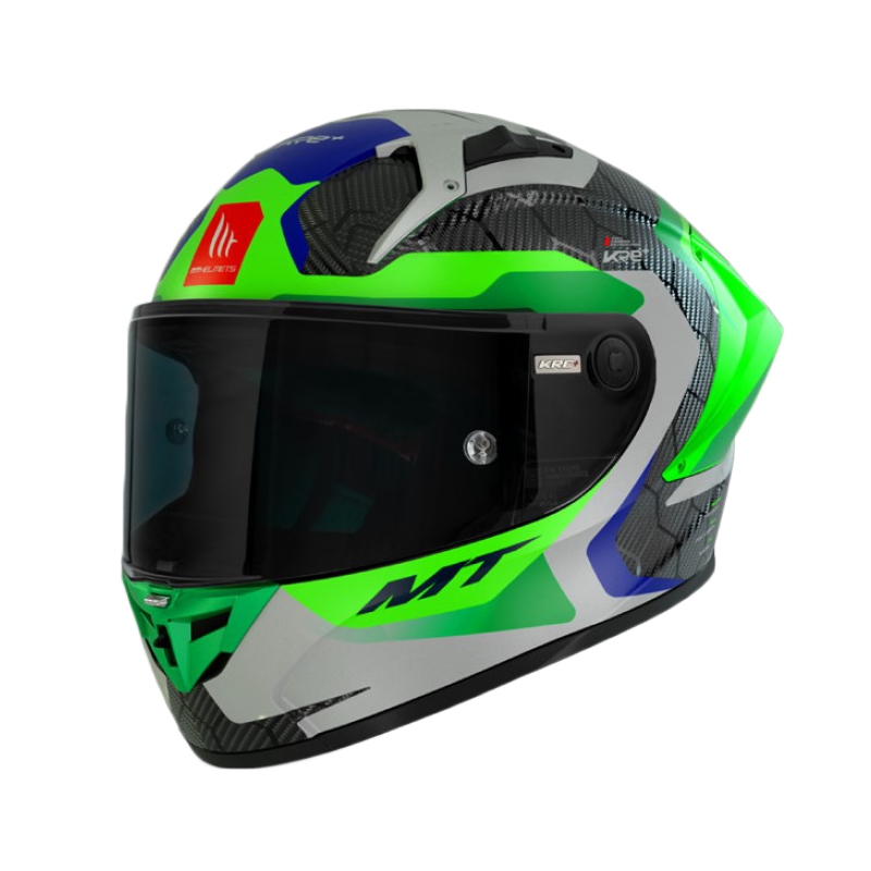 MT KRE+ Carbon Močna sivo-zelena integralna motoristična čelada