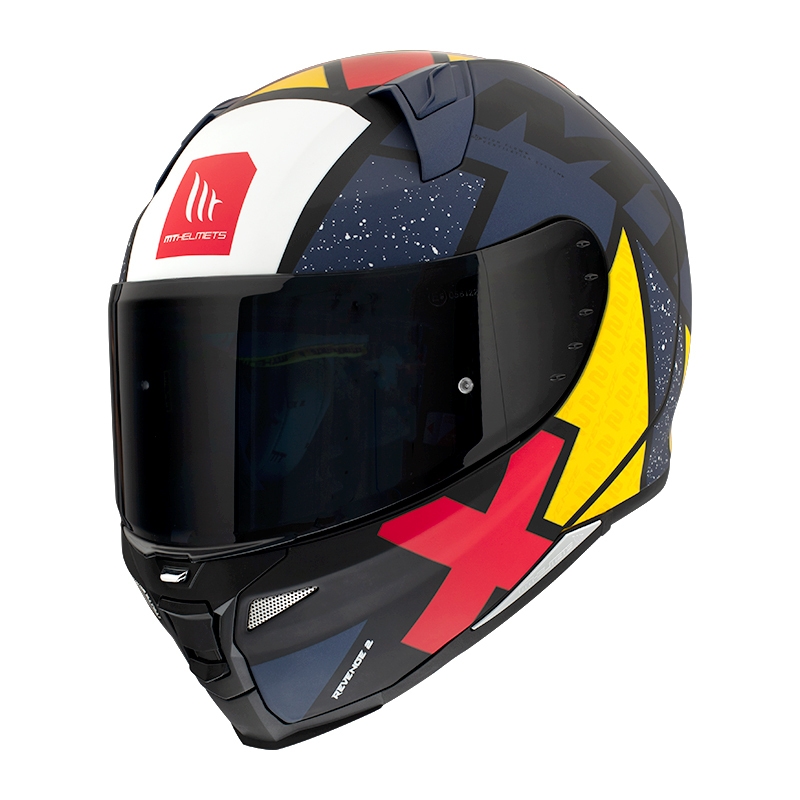 MT FF110 Revenge 2 Light integralna motoristična čelada modro-rdeče-rumena mat