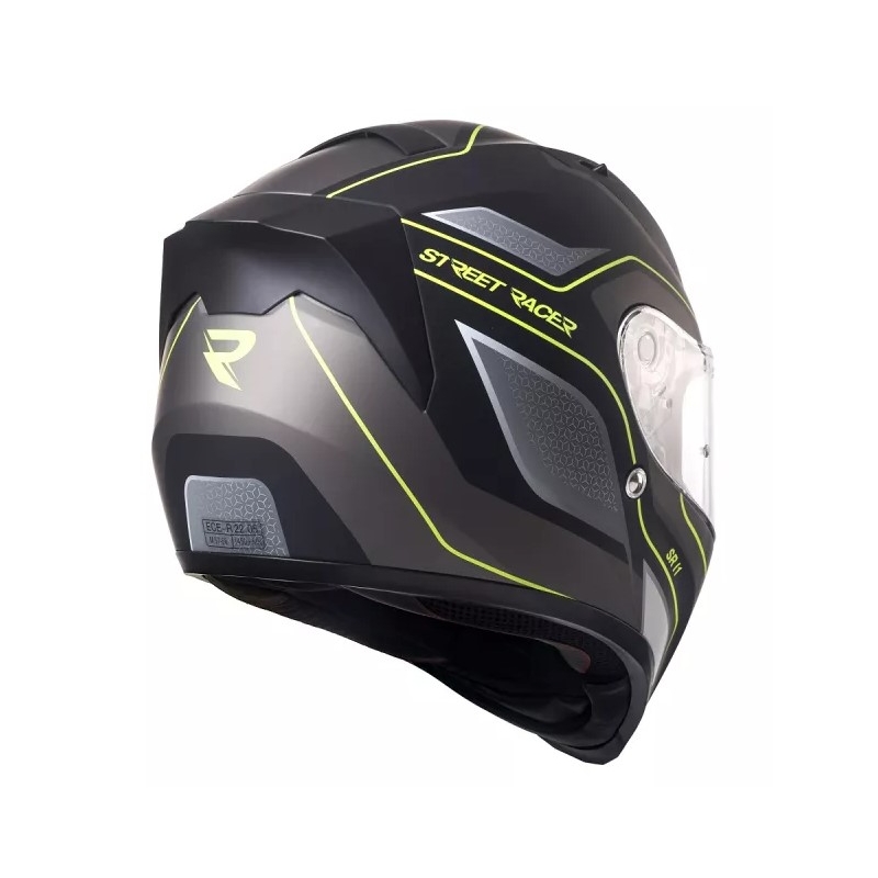 Motoristična čelada Street Racer SR I1 black-grey fluo yellow - kakovost II