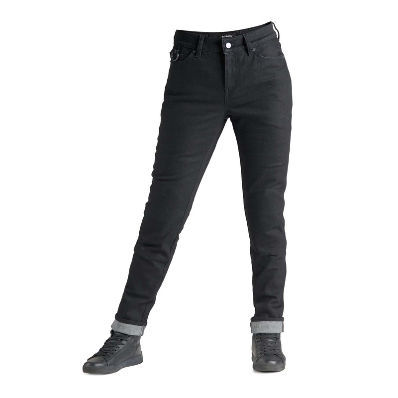 Ženske kavbojke PANDO MOTO Kissaki Arm Black Motorcycle Jeans razprodaja