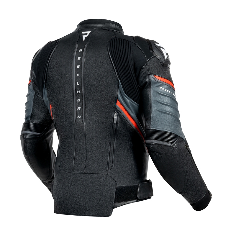 Rebelhorn Veloce Black-Fluo Red usnjena motoristična jakna