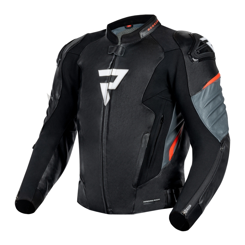Rebelhorn Veloce Black-Fluo Red usnjena motoristična jakna