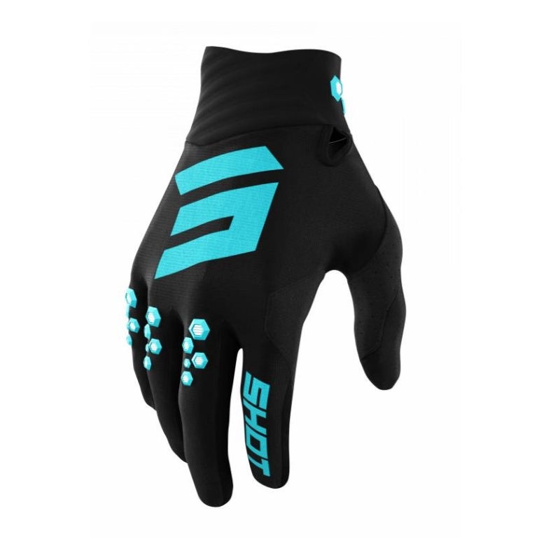 Motokros rokavice Shot Contact črno-turkizne razprodaja - II. kakovost razprodaja