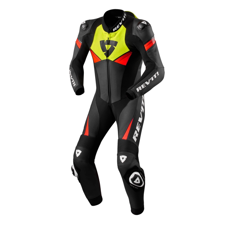 Enodelna motoristična obleka Revit Argon 2 črno-fluo rumena